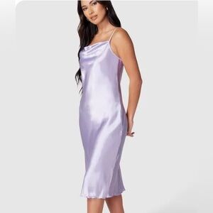 Sincerely Jules Lavender Satin Midi Slip Dress